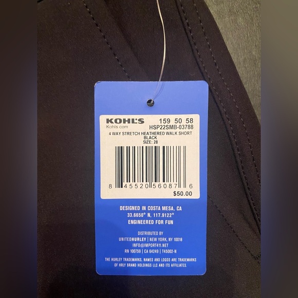 Hurley Men's Quick Hybrid Walk Shorts 4 Way Stretch - Black Size 28 - Picture 6 of 8